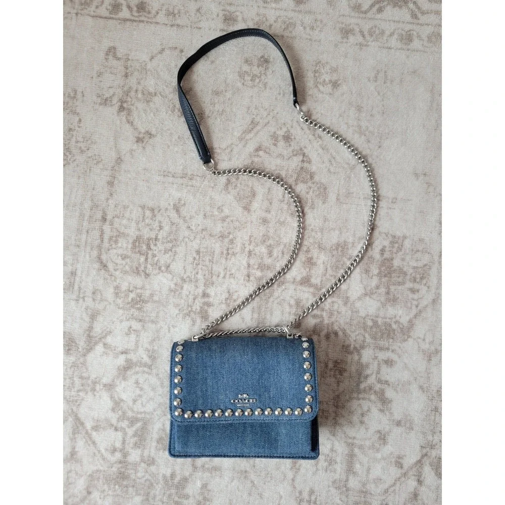 Coach Denim Rivets Crossbody Bag CN509 Studded Chain Shoulder Purse NWOT Y2K